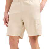 Shorts logo sul fondo a rilievo beige