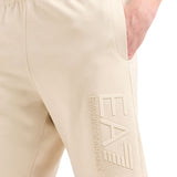 Shorts logo sul fondo a rilievo beige