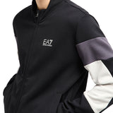 Tuta zip bande a contrasto in felpa nero