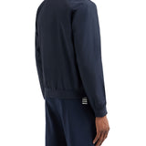 Giubbino con zip e logo a contrasto in nylon blu