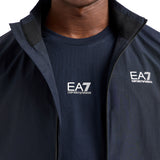 Giubbino con zip e logo a contrasto in nylon blu