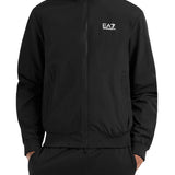 Giubbino con zip e logo a contrasto in nylon nero
