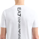 T-shirt stampa logo verticale sul retro bianco/nero