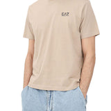 T-shirt stampa logo verticale sul retro beige multi