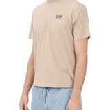 T-shirt stampa logo verticale sul retro beige multi