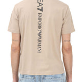T-shirt stampa logo verticale sul retro beige multi