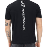 T-shirt stampa logo verticale sul retro nero/bianco