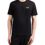 T-shirt stampa logo verticale sul retro nero/oro