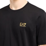T-shirt stampa logo verticale sul retro nero/oro