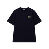 T-shirt stampa logo verticale sul retro nero/oro