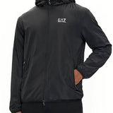 Giubbino chiusura zip e cappuccio in nylon nero