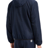 Giubbino chiusura zip e cappuccio in nylon blu