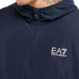 Giubbino chiusura zip e cappuccio in nylon blu