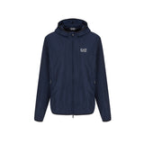 Giubbino chiusura zip e cappuccio in nylon blu
