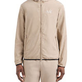 Giubbino chiusura zip e cappuccio in nylon beige