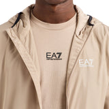 Giubbino chiusura zip e cappuccio in nylon beige