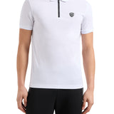Polo con zip in jersey bianco