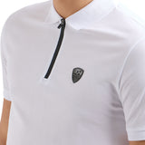 Polo con zip in jersey bianco