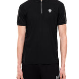 Polo con zip in jersey nero