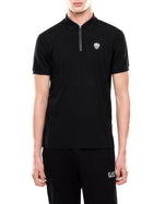 Polo con zip in jersey nero