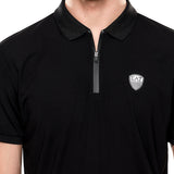 Polo con zip in jersey nero