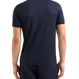 Polo con zip in jersey blu