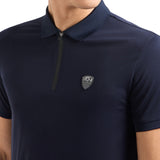 Polo con zip in jersey blu