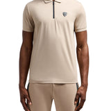 Polo con zip in jersey beige
