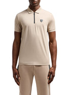 Polo con zip in jersey beige