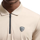 Polo con zip in jersey beige