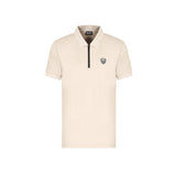 Polo con zip in jersey beige