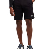 Shorts basic in felpa con logo a contrasto nero
