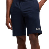 Shorts basic in felpa con logo a contrasto blu