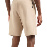 Shorts basic in felpa con logo a contrasto beige
