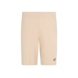 Shorts basic in felpa con logo a contrasto beige