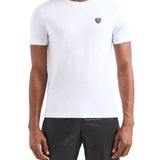 T-shirt placca logo sul petto bianco
