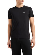 T-shirt placca logo sul petto nero