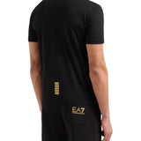 T-shirt basic in jersey nero gold