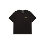 T-shirt basic in jersey di cotone nero/oro