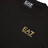 T-shirt basic in jersey di cotone nero/oro