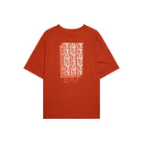 T-shirt stampa doppio logo fronte e retro arancio