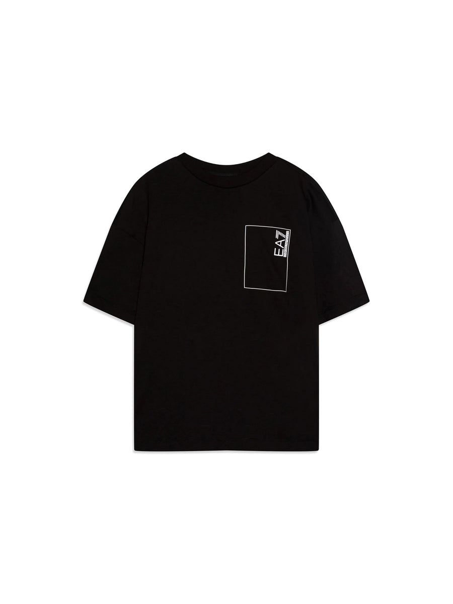 T-shirt stampa doppio logo fronte e retro nero