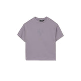 T-shirt patch logo grigio lavanda