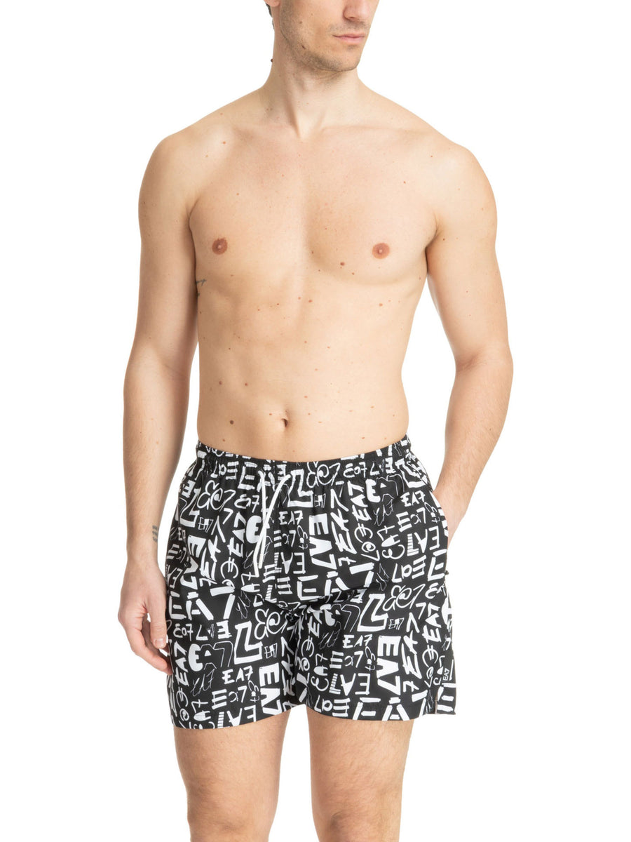 Boxer mare logo graffiti allover nero multi