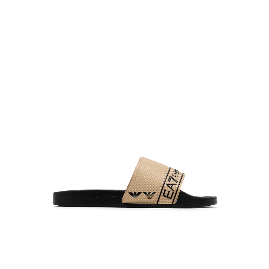 Ciabatta fascia logo pvc nero/oro