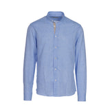 Camicia lino e cotone collo coreana celeste
