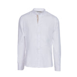 Camicia lino e cotone collo coreana bianco