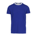 T-shirt in cotone elasticizzato con collo a costina bluette