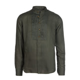 Camicia lino collo coreana verde militare