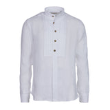 Camicia lino collo coreana verde bianco